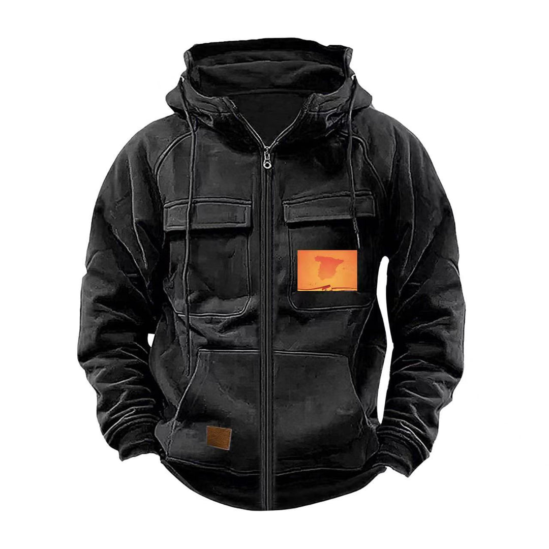 Herren multifunktionale Kapuzenjacke mit praktischen Taschen Echoarchiv