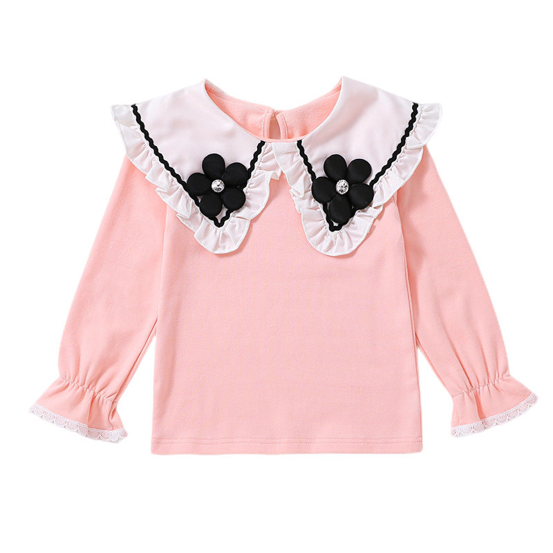 Damen Bluse mit großen Kragen und floralen Applikationen Echo Archiv