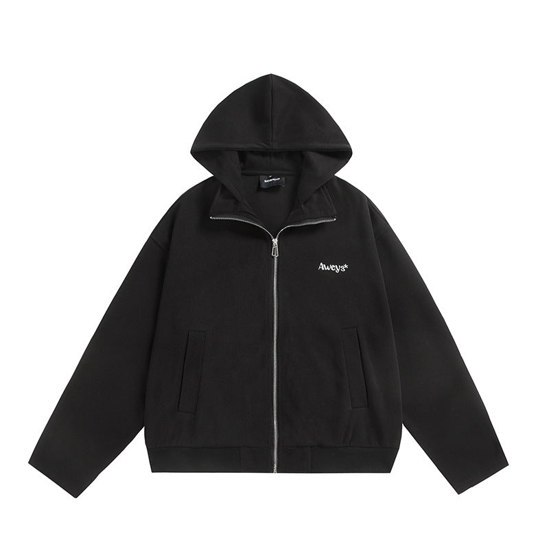 Unisex Oversize-Kapuzenjacke mit Zwei-Wege-Reißverschluss, geradem Saum und dezentem Logo-Emblem Echoarchiv