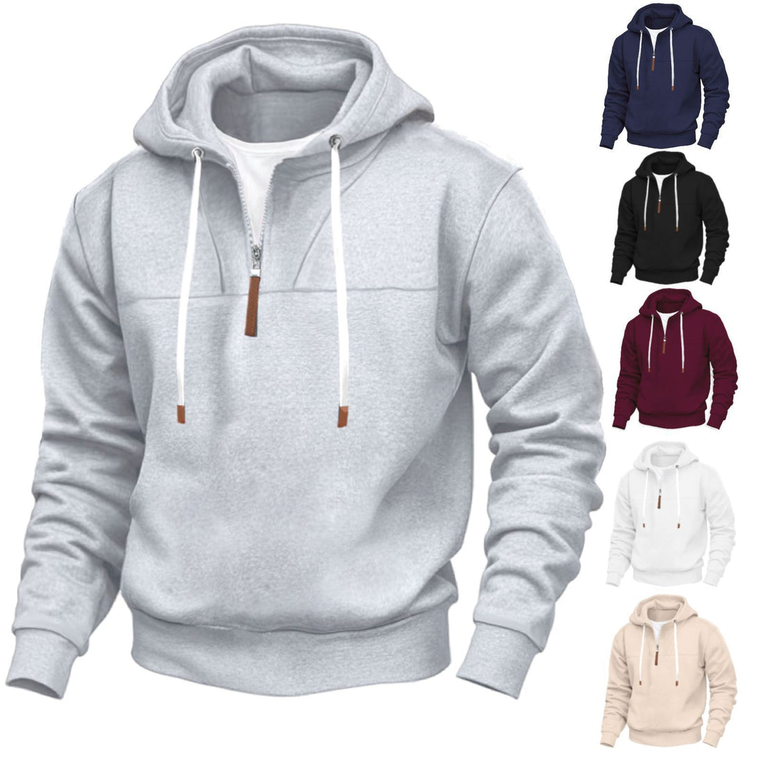 Herren Sportlicher Kapuzenpullover mit halbreißverschluss – Cavarno