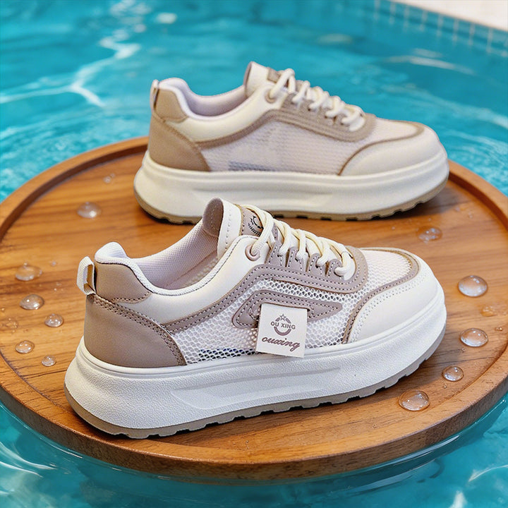 Damen nan leichte Plateausneaker mit atmungsaktivem Mesh-Obermaterial, gepolstertem Fersenkragen und stoßdämpfender EVA-Sohle Echo Archiv