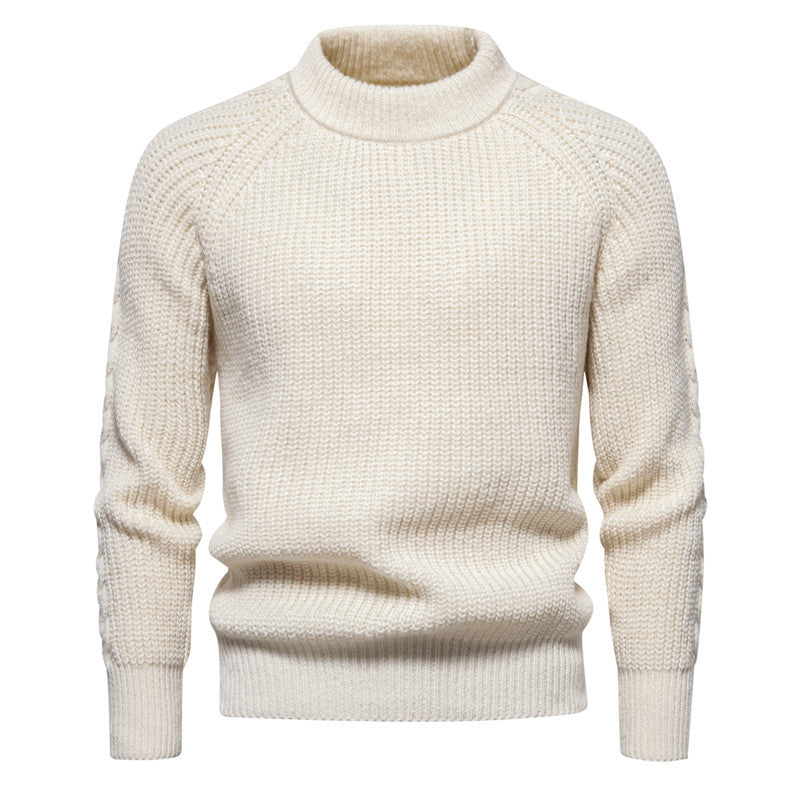 Herren Grobstruktur-Mockneck-Pullover mit verstärktem Rippenbund und Raglanärmeln Echo Archiv