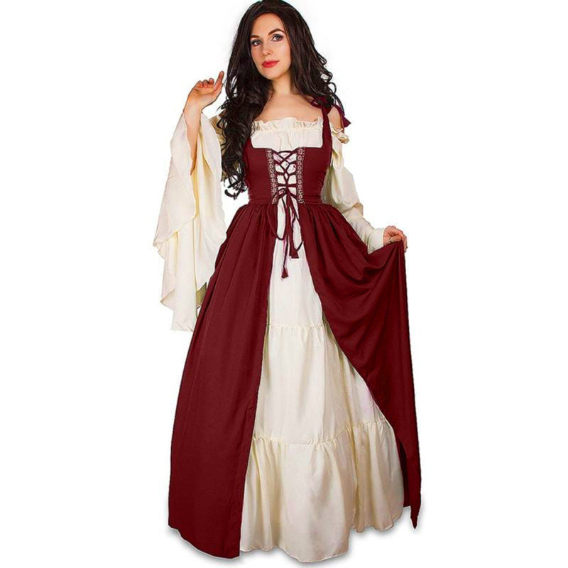 Damen historisches Kleid mit romantischem V-Ausschnitt und voluminösen Ärmeln Echoarchiv