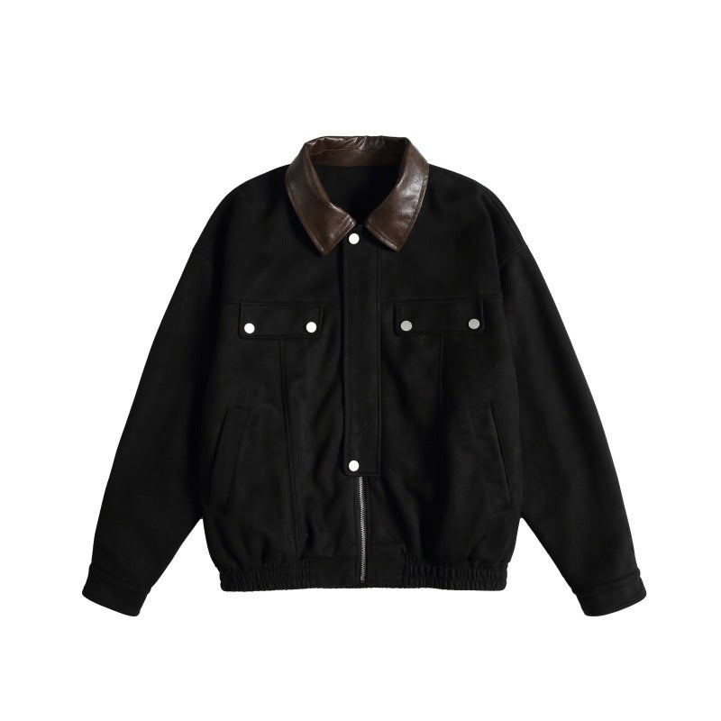 Damen Kurz geschnittene Boxy-Blousonjacke mit kontrastierendem Kunstlederkragen Echoarchiv