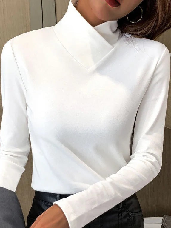 Echoarchiv | Bluse mit Asymmetrischem Kragen Langarm-design Elegant und Modern
