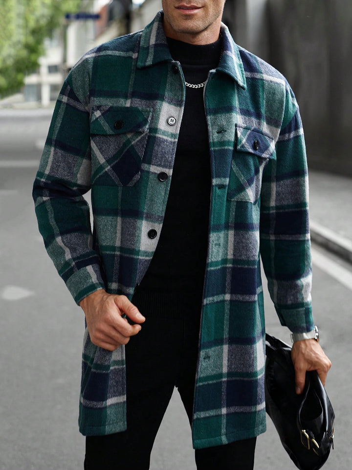 Herren Flanellhemdjacke im karierter Design mit praktischen Taschen Echoarchiv