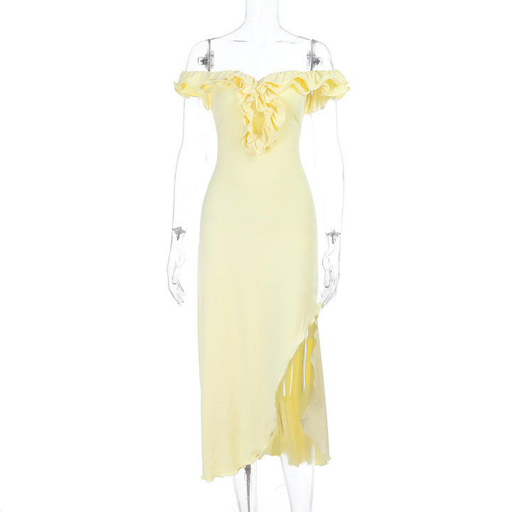Damen Off-Shoulder Maxikleid mit raffinierten Rüschendetails Echo Archiv
