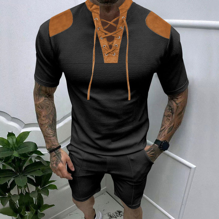 Herren trendiges Sport-T-Shirt mit einzigartigem Schnürdesign und atmungsaktivem Gewebe Echoarchiv