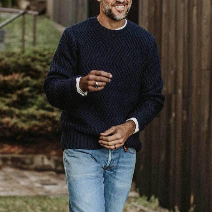 Herren strukturiertes Strickpullover mit feinem Wellenmuster Echoarchiv