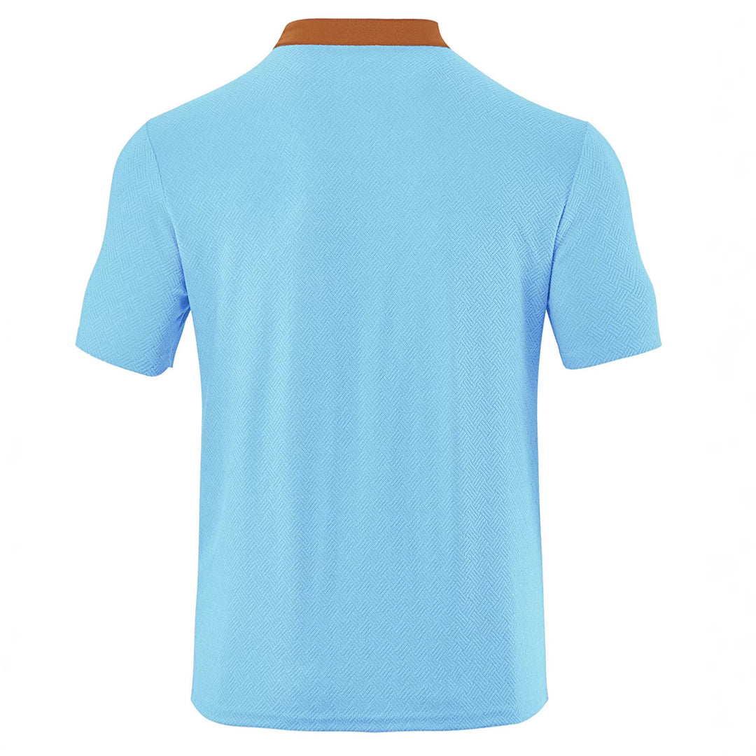 Herren nan schlankes Kurzarm-Henley-Poloshirt mit Mandarin-Kragen und feiner Jacquardstruktur Echo Archiv