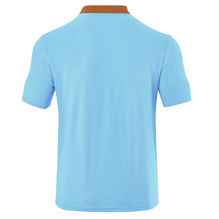Herren nan schlankes Kurzarm-Henley-Poloshirt mit Mandarin-Kragen und feiner Jacquardstruktur Echo Archiv