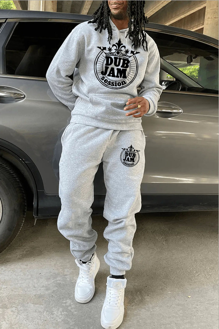 Herren Hoodie- und Jogginghose-Set mit stilvollem Grafikdruck Echoarchiv