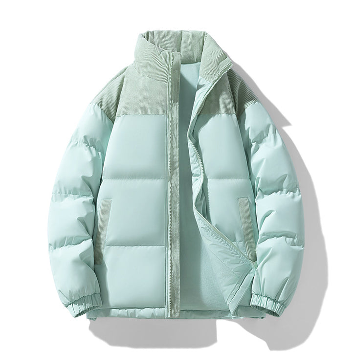 Herren gesteppte Winterjacke mit Cordbesatz, hohem Stehkragen und wärmender Isolierung Echo Archiv