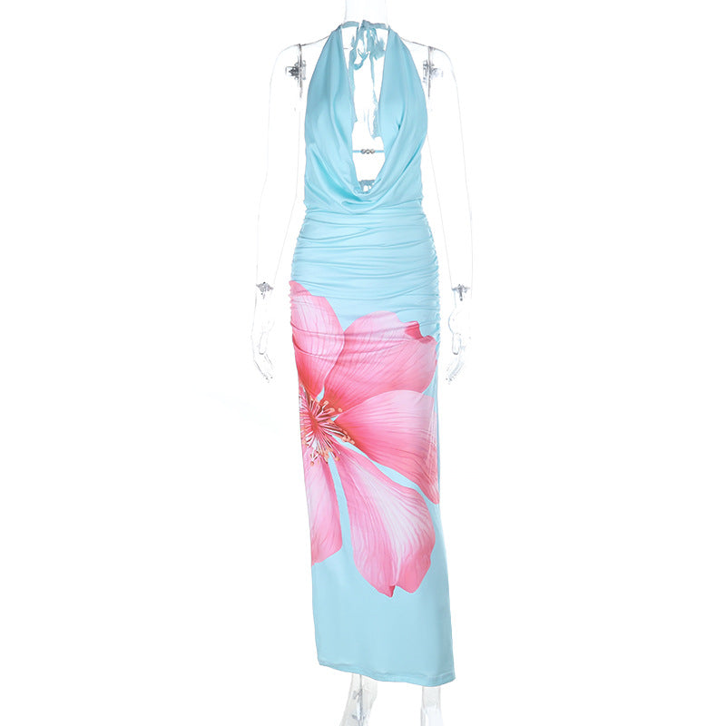 Damen Maxikleid mit tiefem V-Ausschnitt und floralem Design Echo Archiv