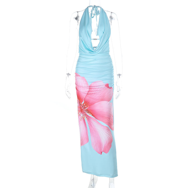 Damen Maxikleid mit tiefem V-Ausschnitt und floralem Design Echo Archiv