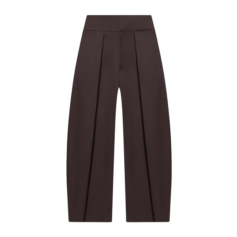 Damen Weite Plissée-Jerseyhose mit hoher Taille und Bügelfalte Echo Archiv
