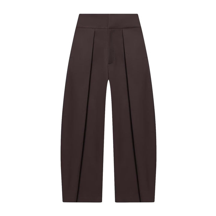 Damen Weite Plissée-Jerseyhose mit hoher Taille und Bügelfalte Echo Archiv
