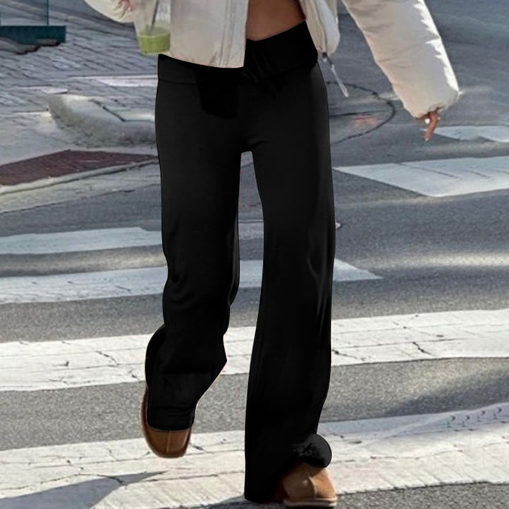 Damen nan weiche Highwaist-Loungehose aus Baumwollmix mit elastischem Komfortbund, Bindekordel und geradem Bein Echo Archiv