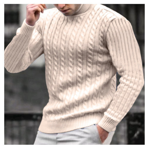 Herren Rollkragenpullover mit strukturiertem Kabelstrickdesign Echoarchiv