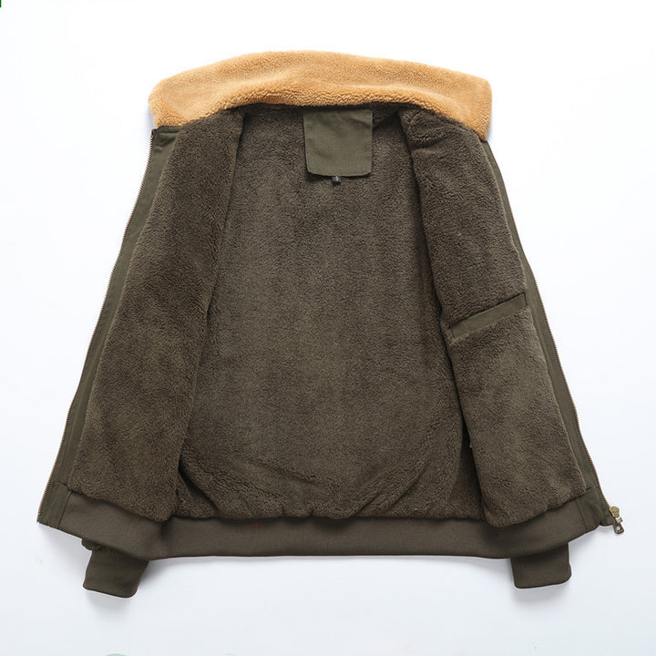 Herren Aviatorjacke mit Sherpa-Kragen, robustem Canvas und Mehrfachtaschen Echoarchiv