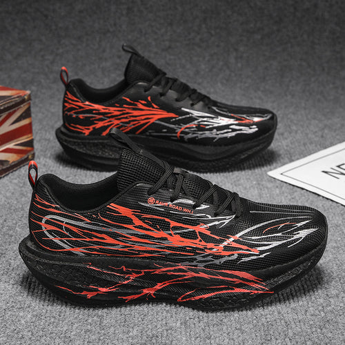 Unisex leichte Performance-Laufschuhe mit gestricktem Obermaterial, reaktiver Hohlkern-Zwischensohle und dynamischem Grafikprint – Tavélo