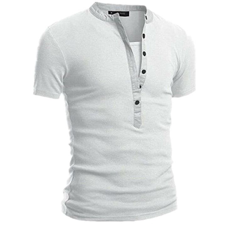 Herren Kurzarm Shirt mit modernen Knöpfen und gestepptem Kragen Echoarchiv