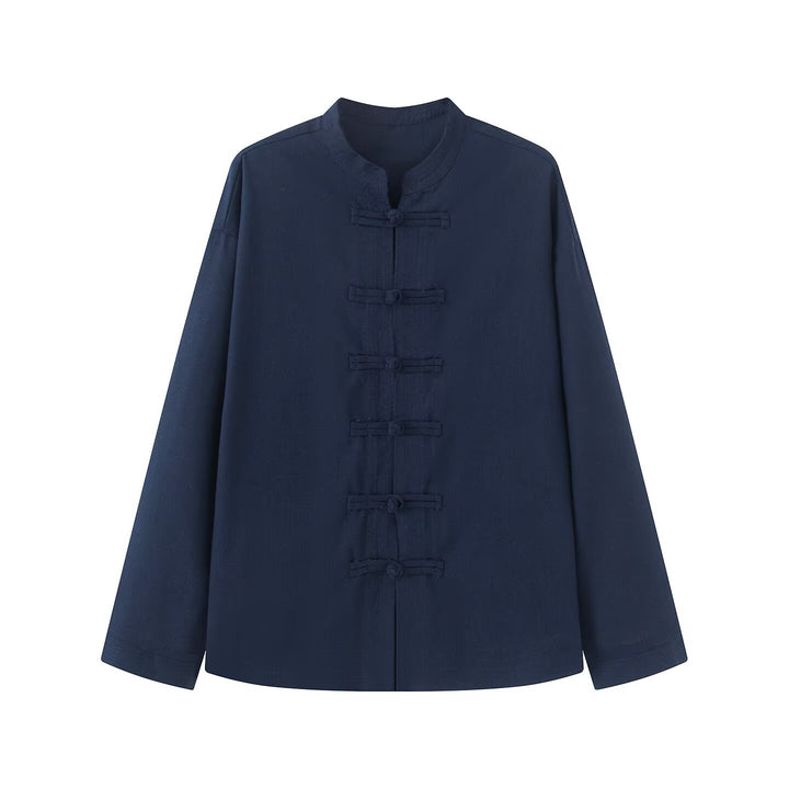 Damen Lockerer Leinen‑Mix Blouson mit Stehkragen und Knotenverschlüssen Echo Archiv