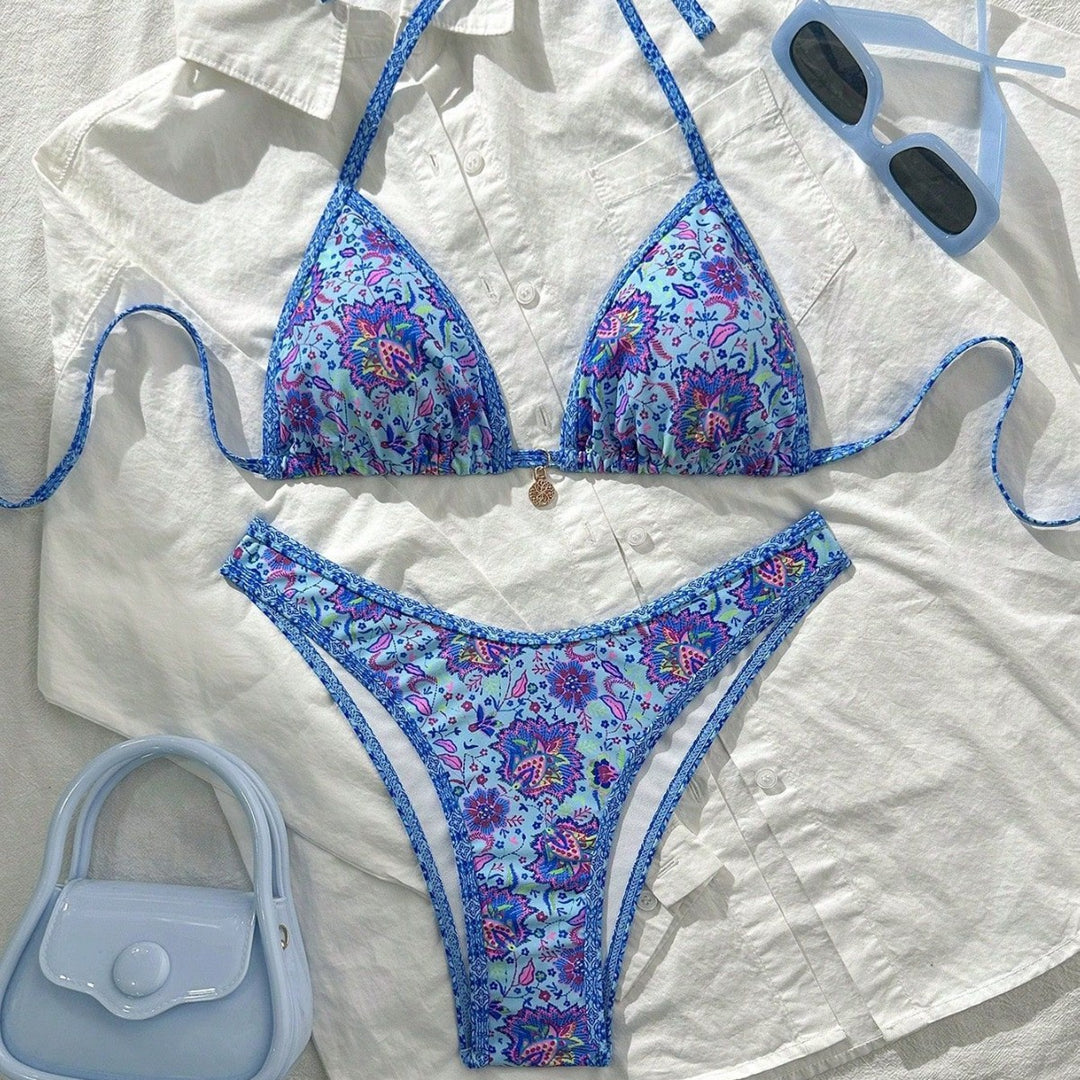 Damen Triangel-Bikini mit lebhaftem Blumenmuster Echo Archiv