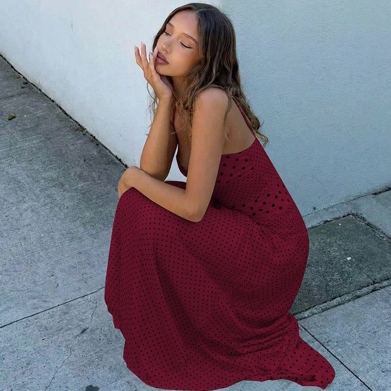 Damen Maxikleid mit verspielten Polka-Dots und schickem Halterdesign Echo Archiv