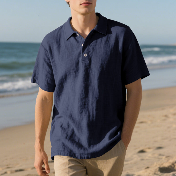 Herren Kurzarm Poloshirt mit luftiger Baumwollstruktur und klassischem Kragen Echoarchiv