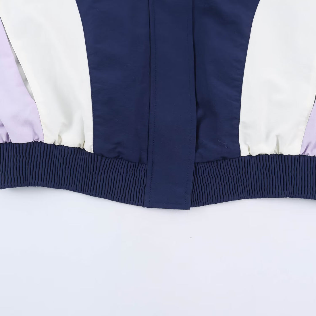 Damen Cropped Colorblock-Bomberjacke mit übergroßem Hemdkragen und elastischem Saum Echoarchiv
