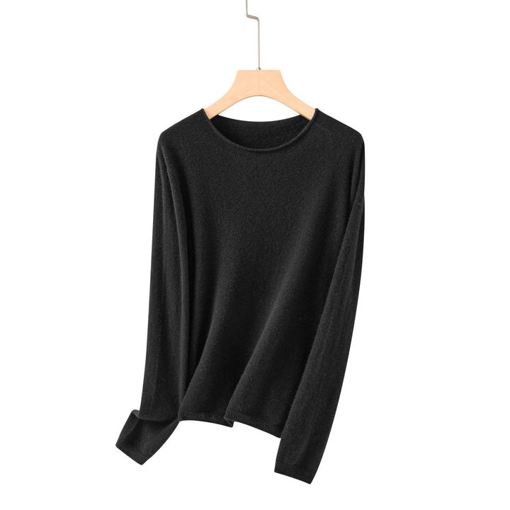 Damen Feiner ultraleichter Rundhalspullover aus Mikrofaser-Feinstrick mit minimalistischer Silhouette Echoarchiv
