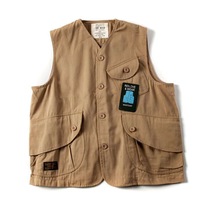 Herren Utility‑Weste mit mehreren Pattentaschen aus robustem Canvas Echoarchiv