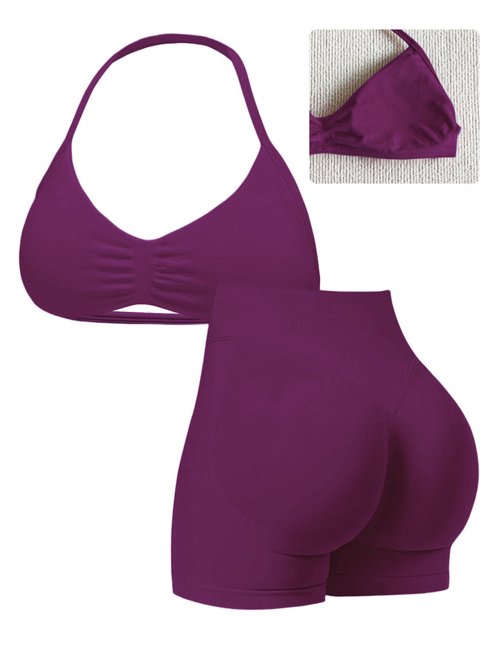 Damen Sport-Bikini-Oberteil mit hoch geschnittenen Shorts und nahtlosem Design Echo Archiv