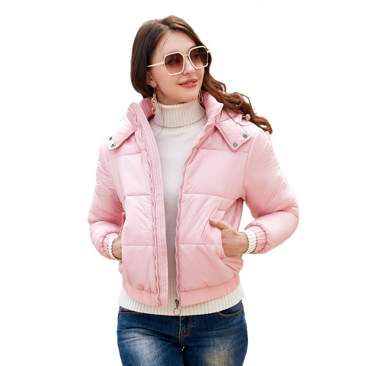 Damen glänzende Steppjacke mit abnehmbarer Kapuze Echoarchiv