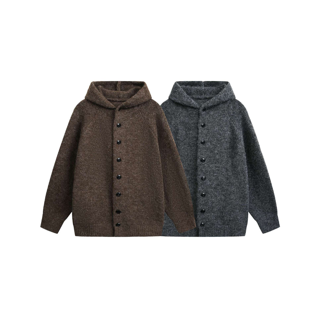 Damen Wollmix‑Cape‑Cardigan mit Kapuze, Knopfleiste und Raglanärmeln Echoarchiv