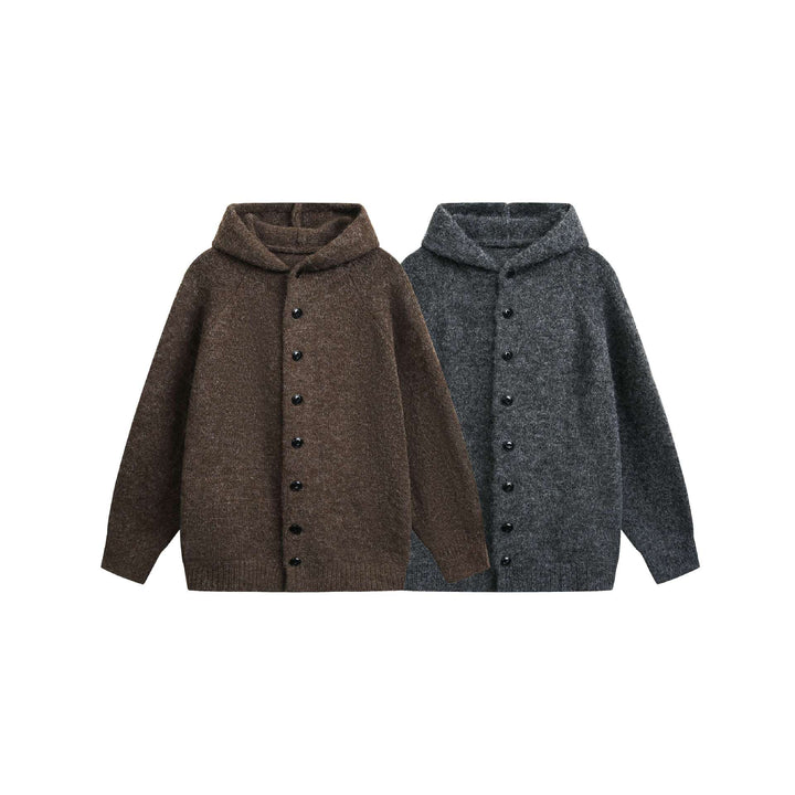 Damen Wollmix‑Cape‑Cardigan mit Kapuze, Knopfleiste und Raglanärmeln Echoarchiv