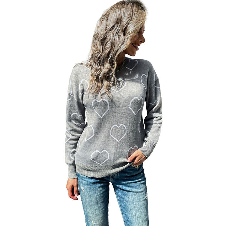 Damen Feinstrickpullover mit Herzmuster und legerer Passform Echoarchiv