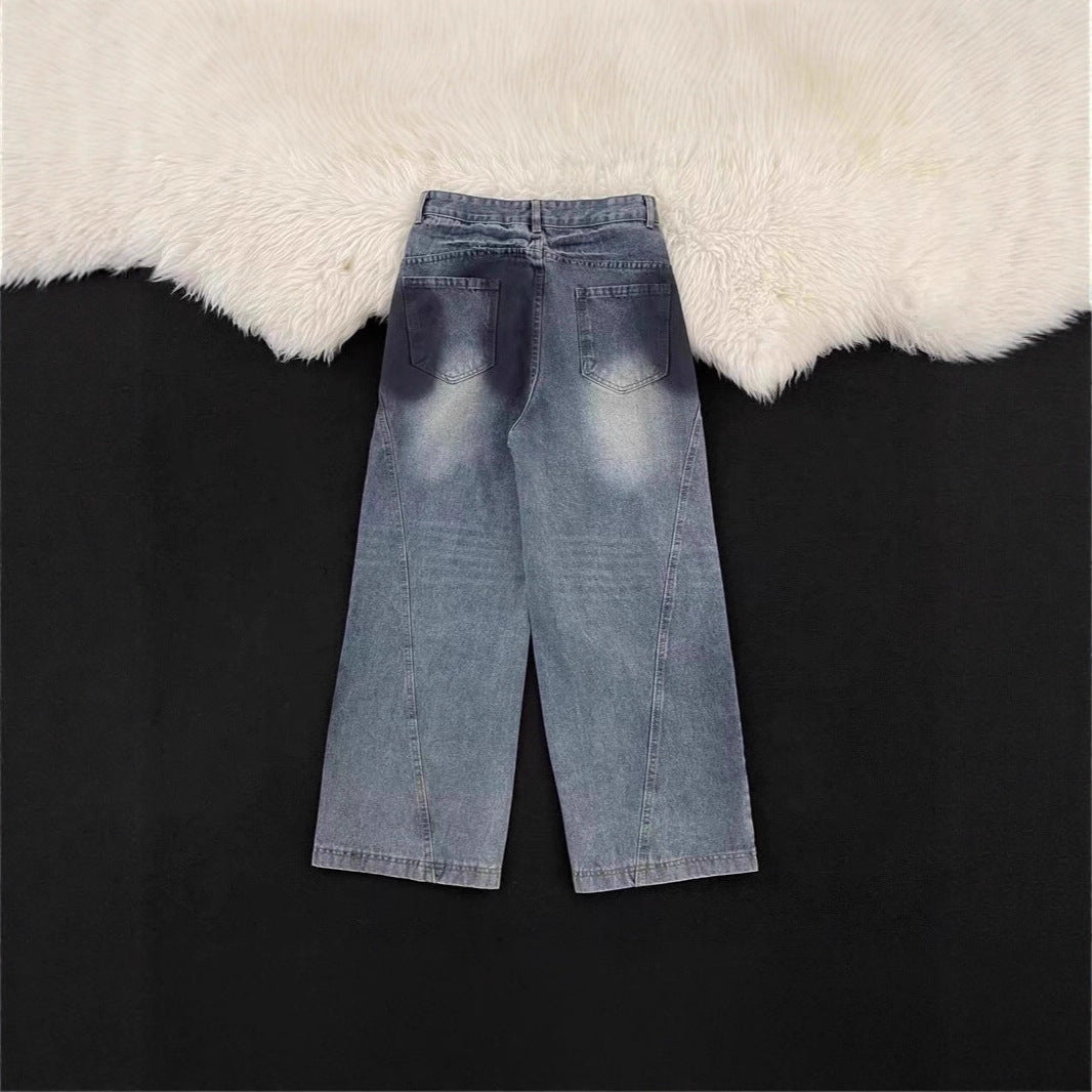 Damen Weitbeinige Destroyed Jeans Echoarchiv