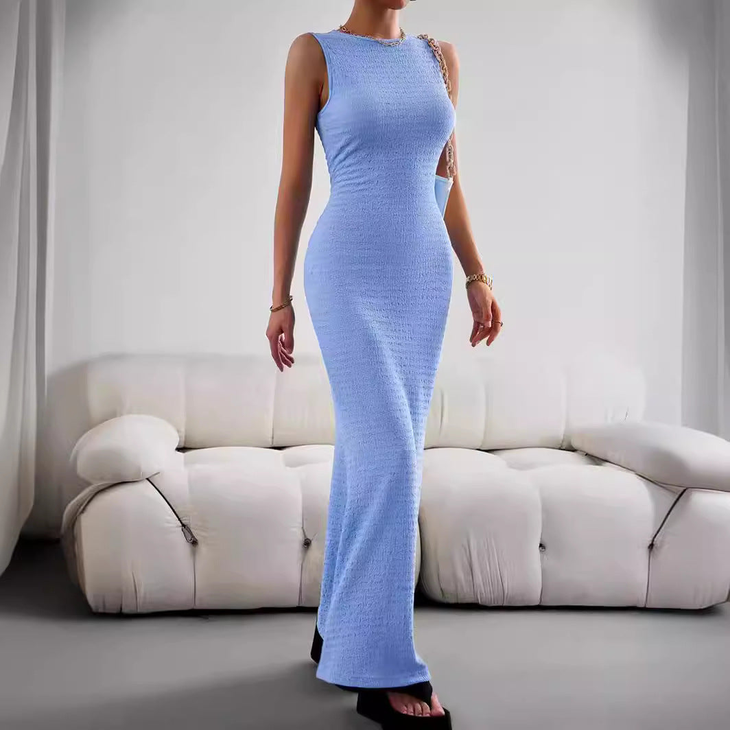 Damen elegantes Maxikleid mit innovativer Raffung und Taillengürtel Echo Archiv