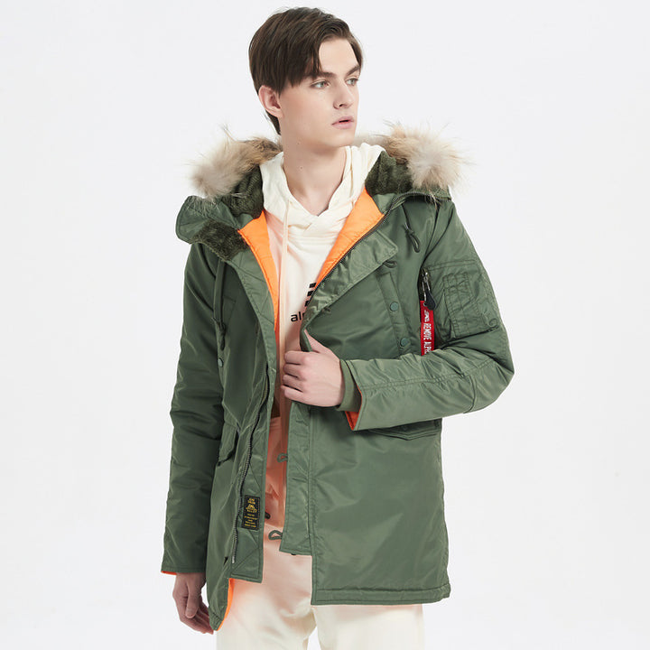 Herren Schwerer Thermo-Parka im Expeditionstil mit Kunstfellkapuze und Multifachtaschen Echo Archiv