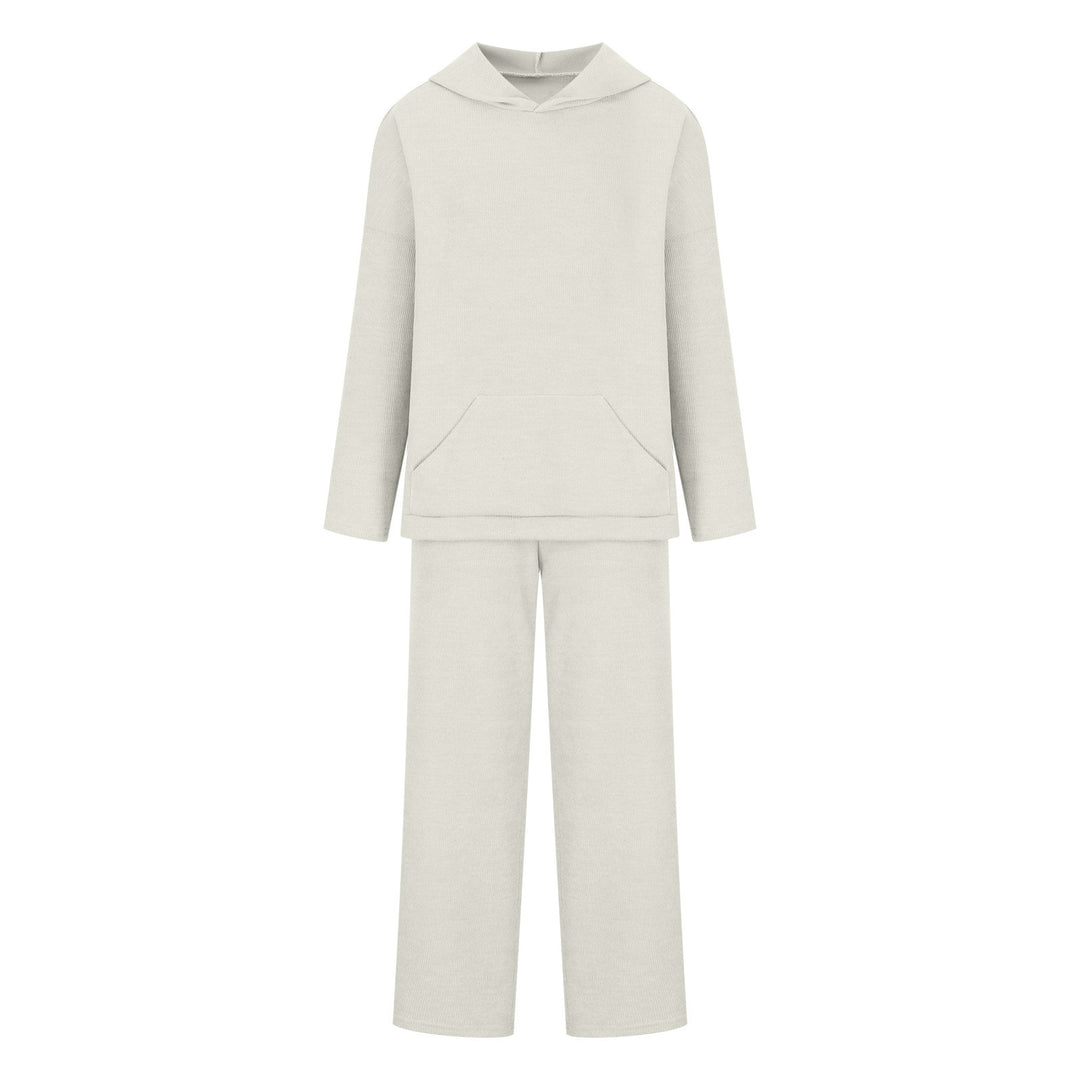 Damen gemütliches Lounge-Set mit Kapuzenpullover, Kängurutasche und weitem Jersey-Hose – Auréline