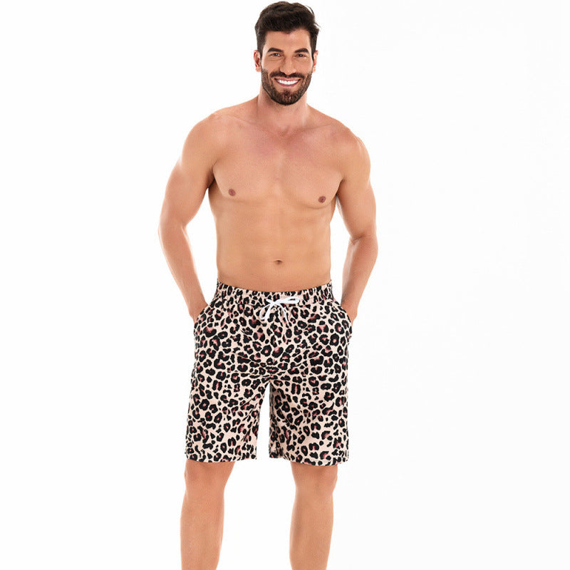 Herren Badeshorts im Echoarchivrnen Leopardenmuster mit verstellbarem Bund Echoarchiv