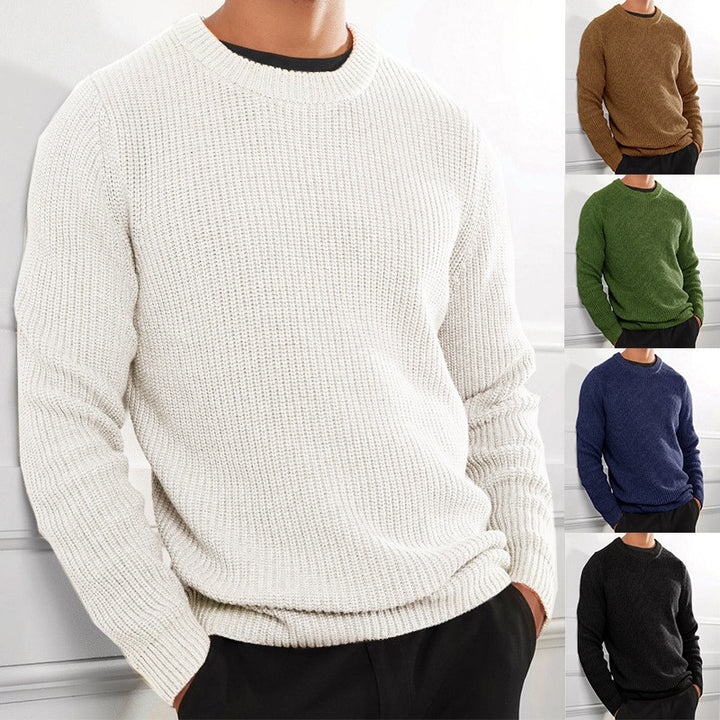Herren Grobstrickpullover mit strukturiertem Design und hochgeschlossenem Kragen Echoarchiv