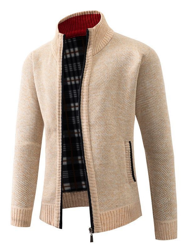 Herren modische Strickjacke mit innovativer Struktur und warmem Futter Echoarchiv