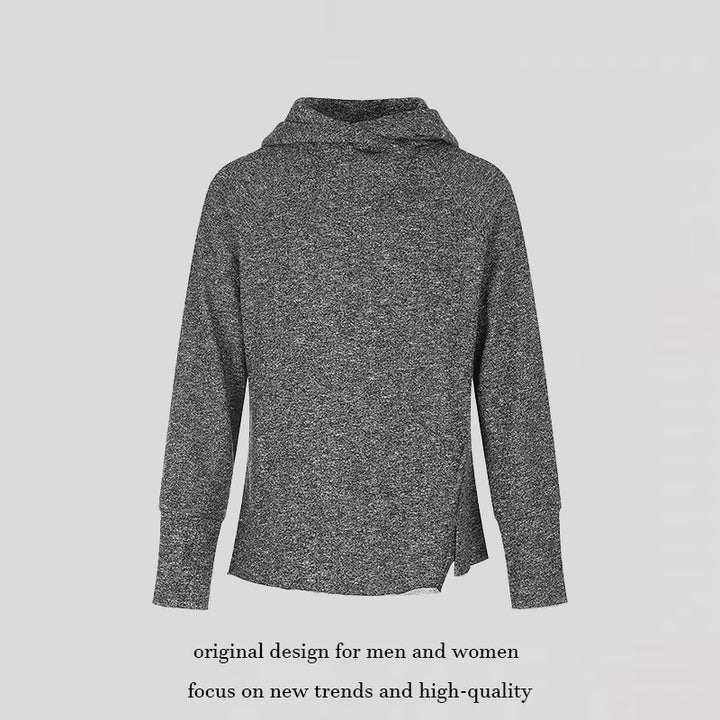 Damen Pullover‑Hoodie mit feinem Strukturstrick, seitlichen Schlitzen und verlängerten Bündchen Echoarchiv