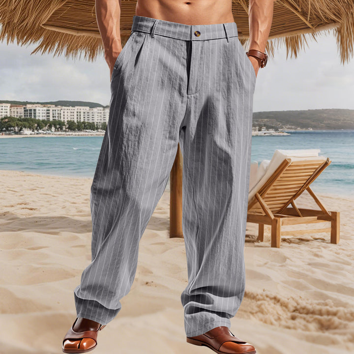Herren lässige Strandhose mit komfortabler Passform und stilvollem Nadelstreifenmuster Echoarchiv
