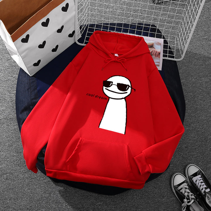 Damen Kapuzenpullover mit minimalistischer Grafik, lockerer Oversize-Passform und Kängurutasche – Auréline