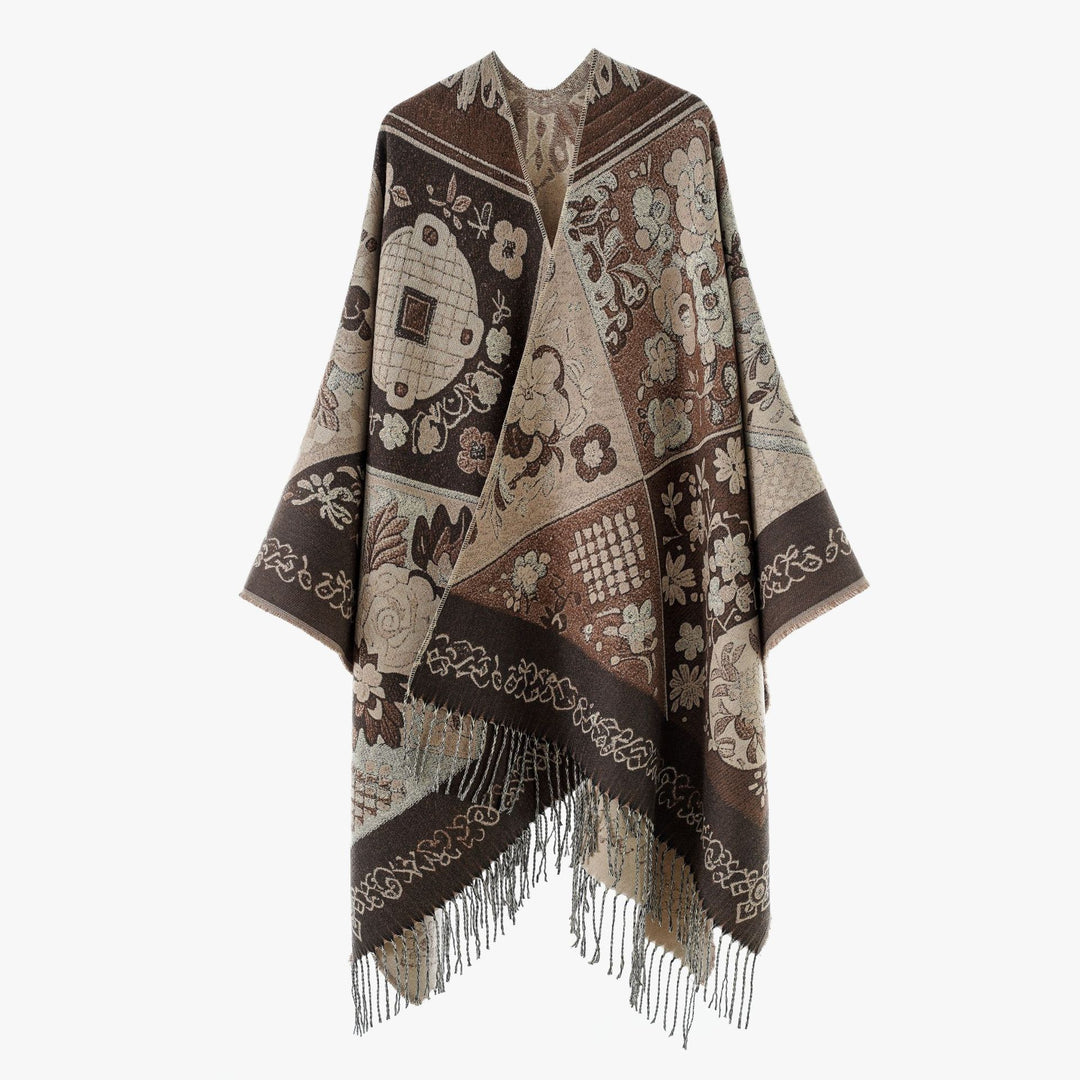 Damen Jacquard‑Überwurf im Wandteppich‑Jacquard mit Fransensaum – Avérine