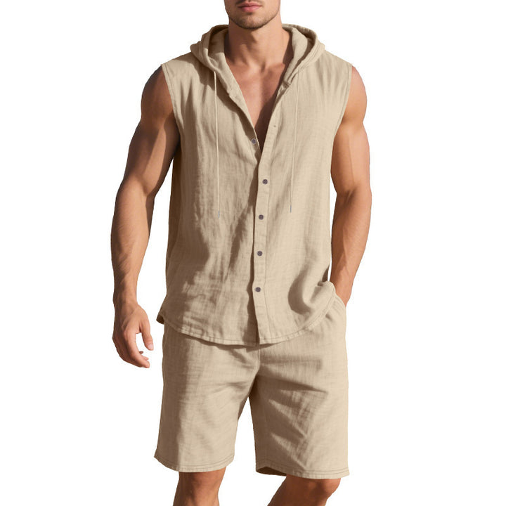 Herren lässiges Kapuzenshirt und Shorts Set Echoarchiv